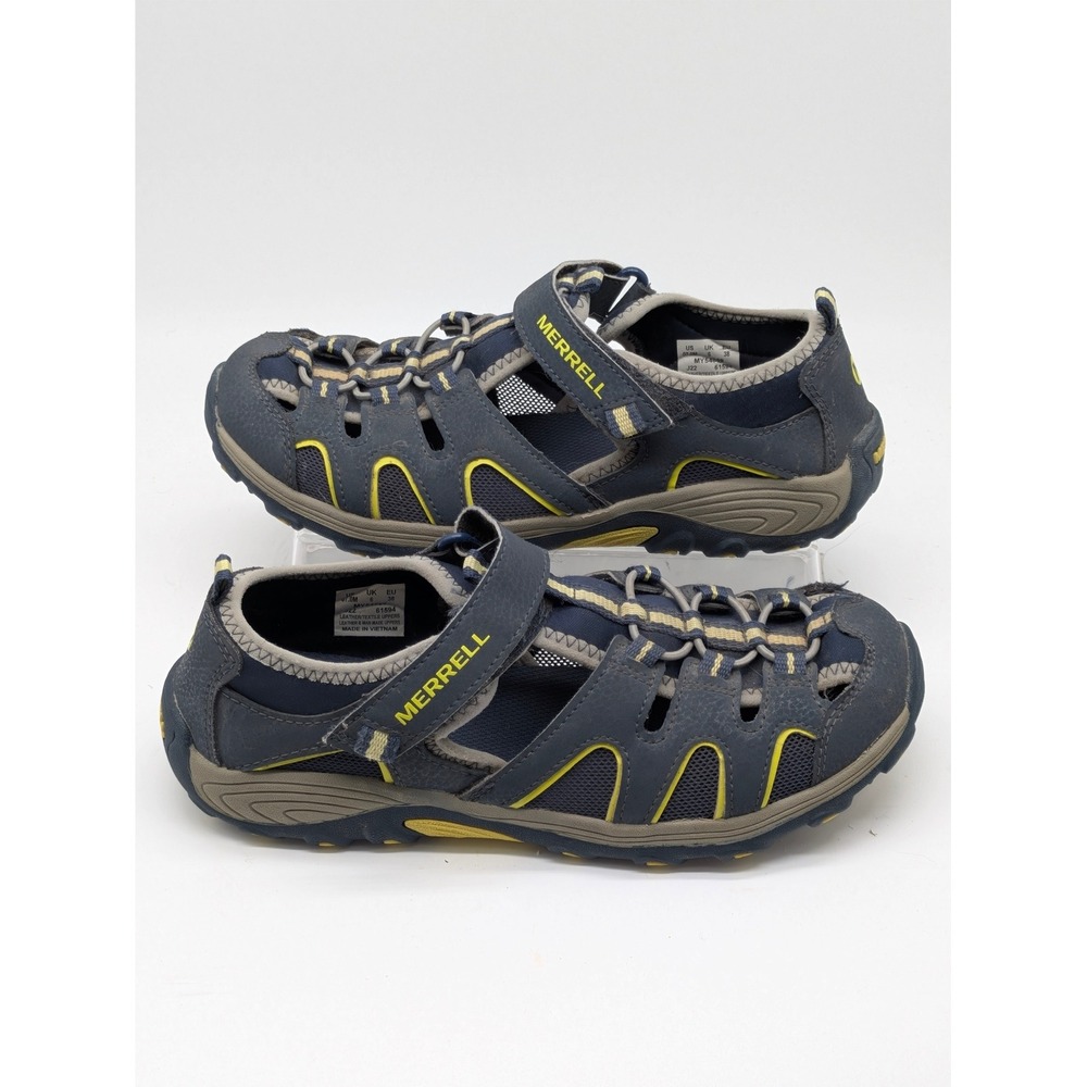 Merrell WaterPro Maipo Sport Sandals Gray Yellow Men's Size 7 Hook Loop Hiking